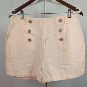 VENUS High Waist Peach Button Shorts